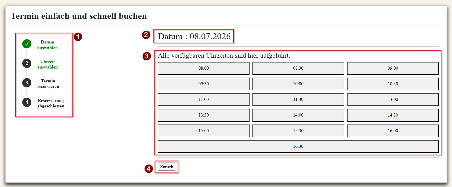 Terminbuchung Seite 2
